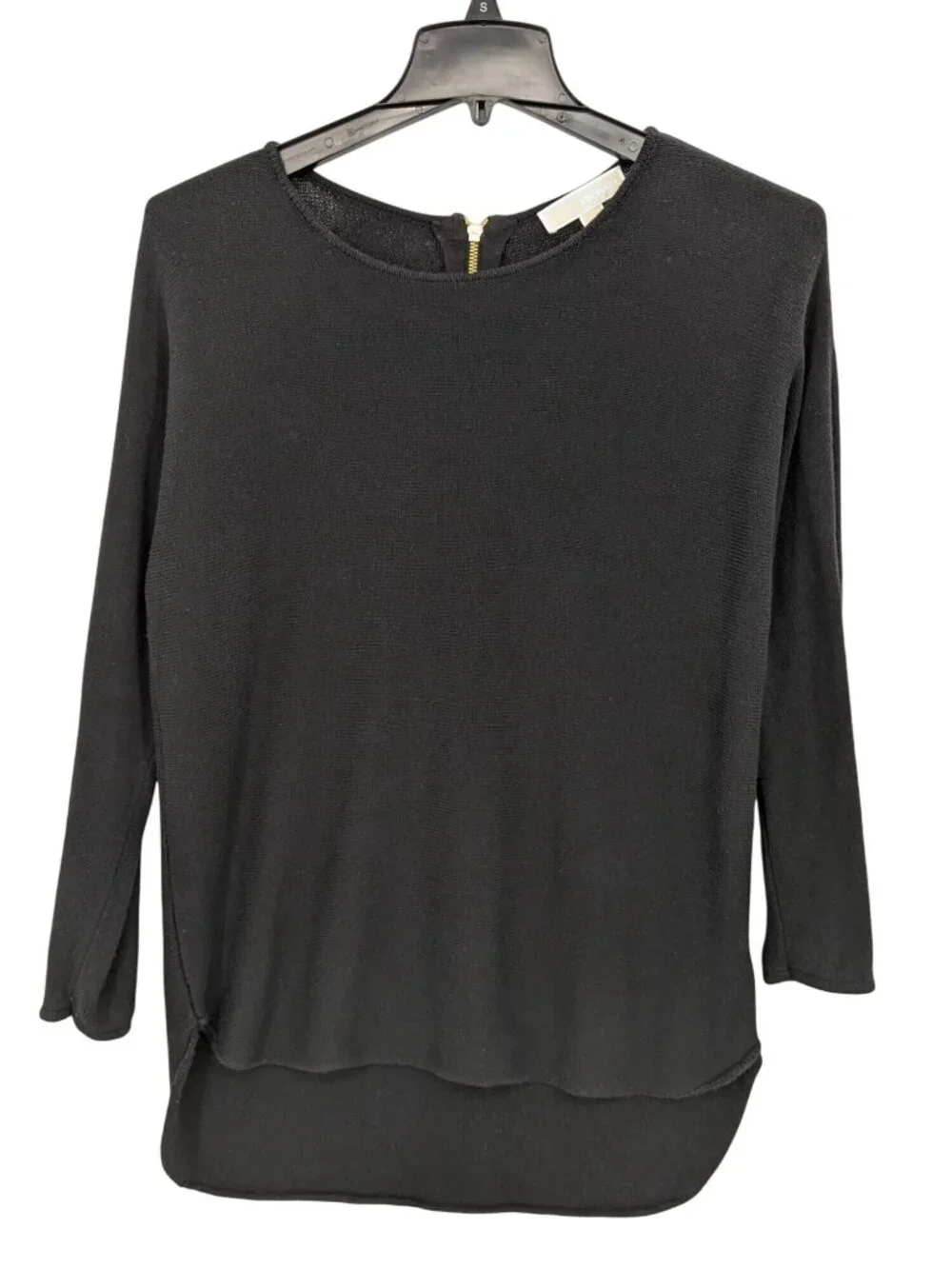 Michael Michael Kors Knit Tunic Top Gold Zipper Minimalist Designer‎ Luxe Large